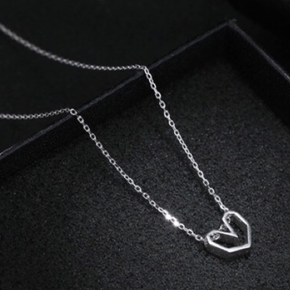LAST 1- Sterling Silver (925) Open Heart Necklace - Picture 5 of 8
